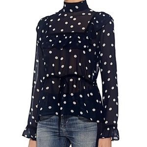 Ganni Marceau Georgette Polka Dot Blouse